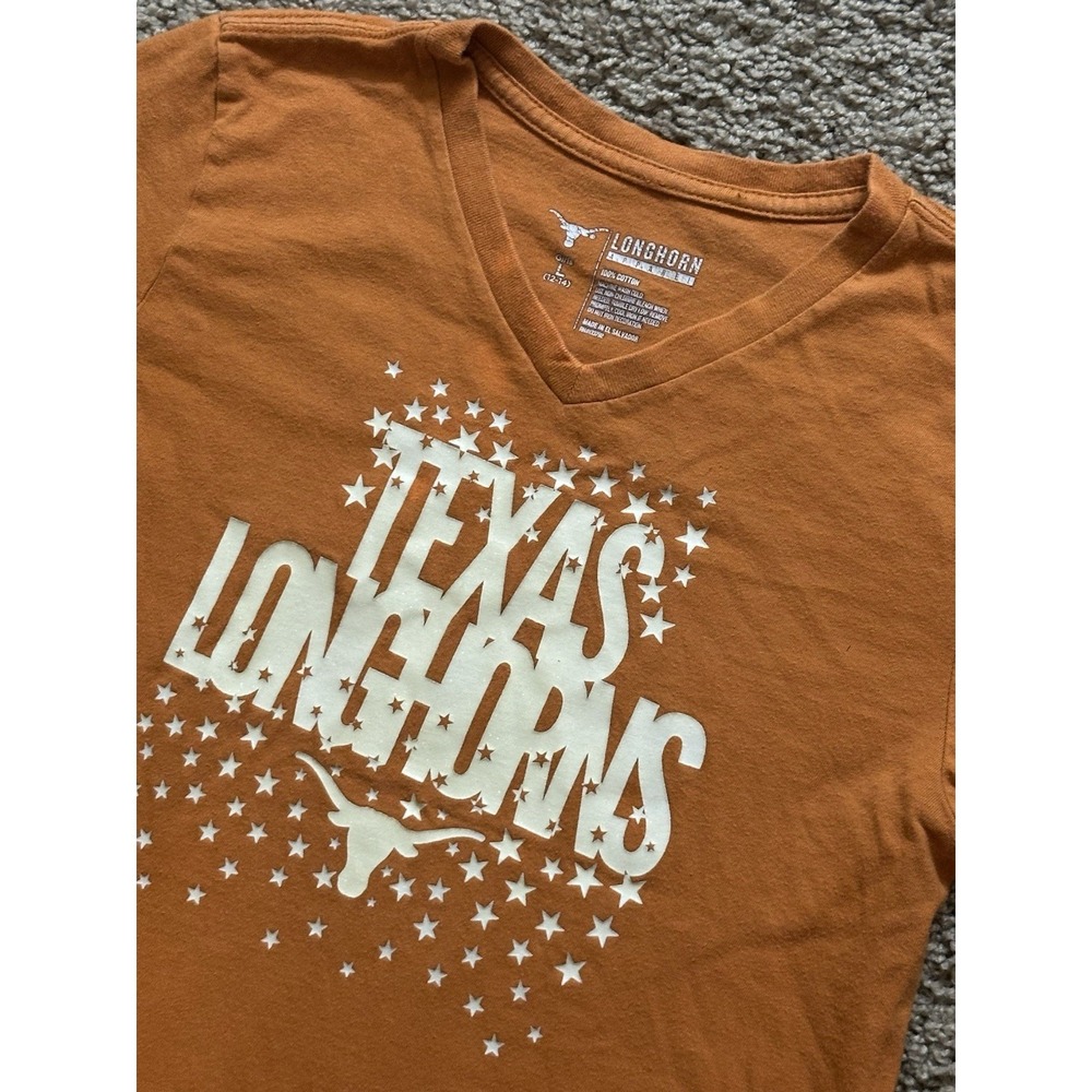 Youth Girls NCAA Texas Longhorns Short Sleeve V Neck Shirt - Large